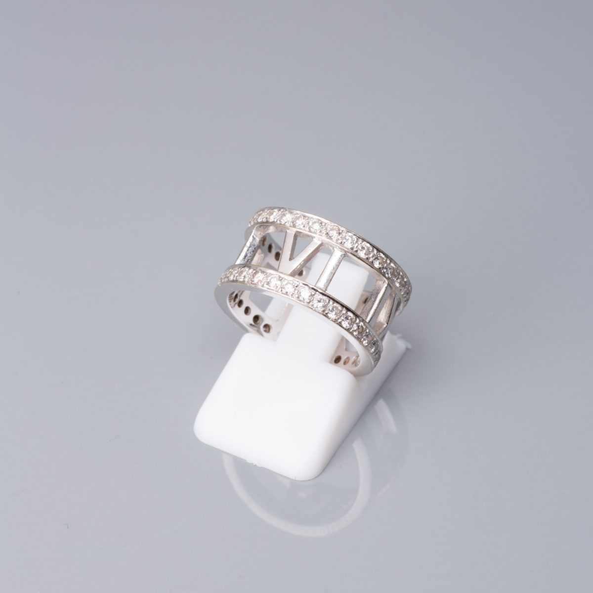 White Gold Diamond Ring - Roman Numerals