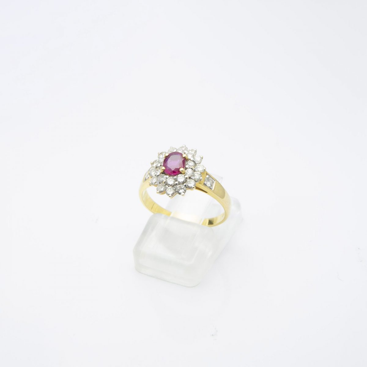 Gold Diamonds Ring with Red Stone - Image 2