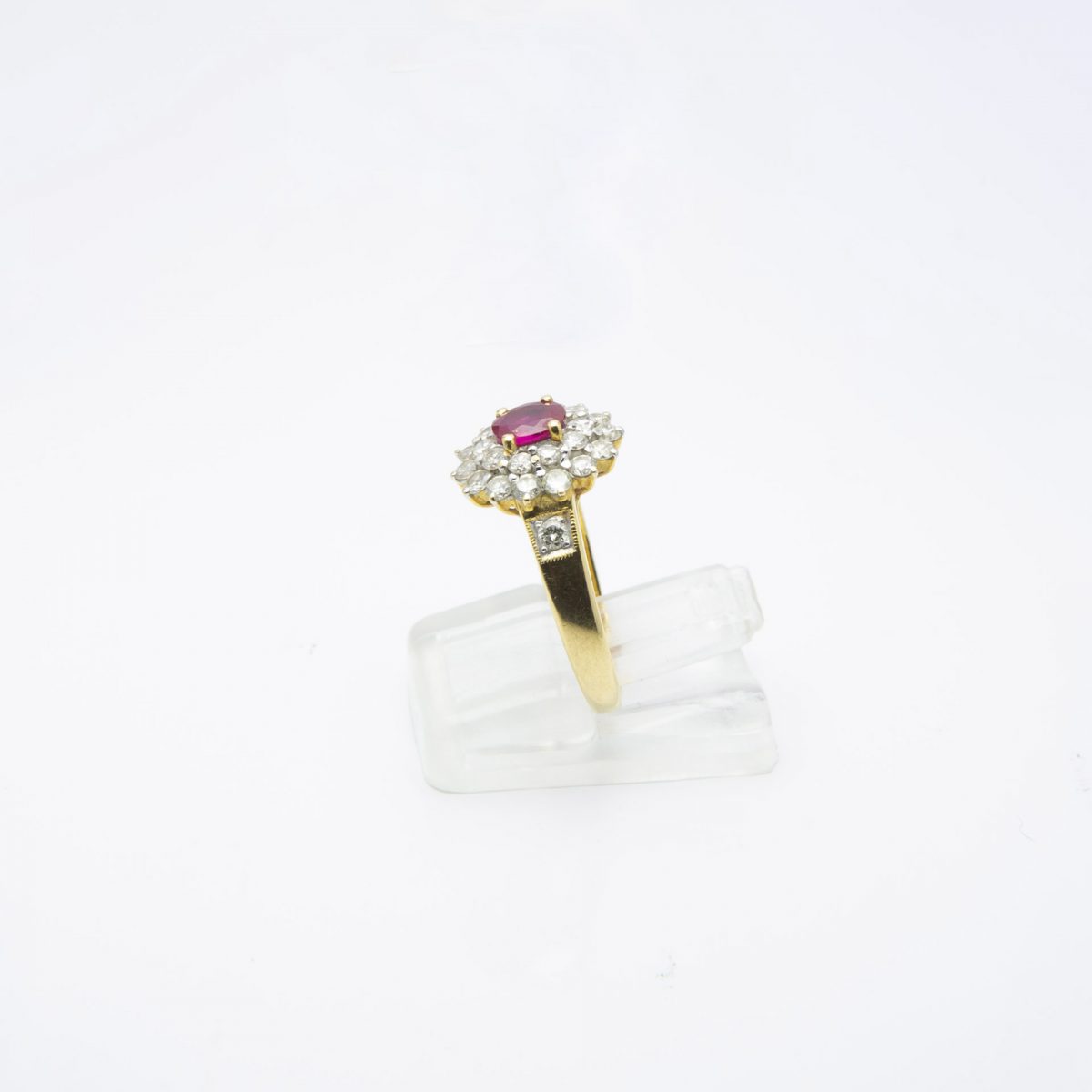 Gold Diamonds Ring with Red Stone - Image 3