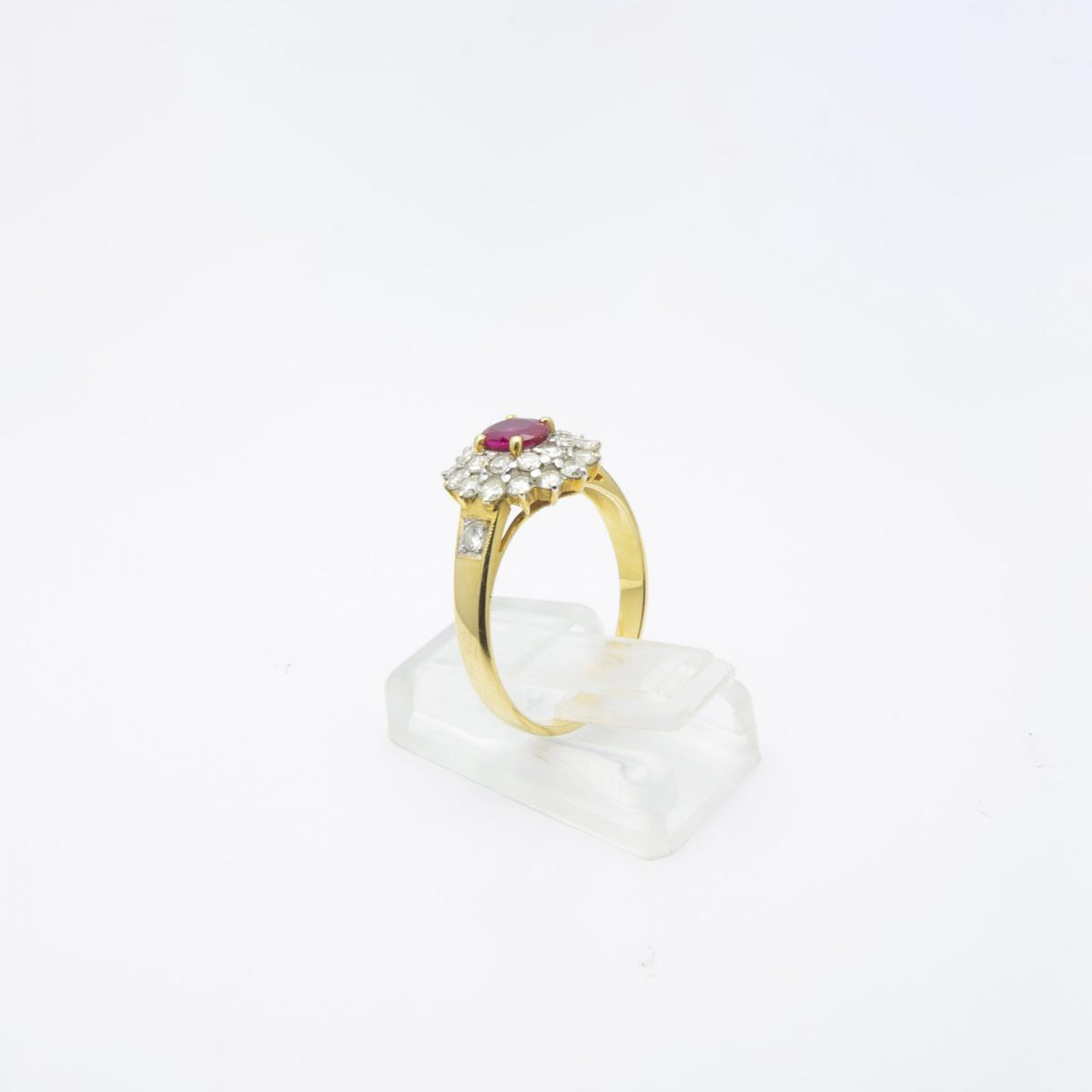 Gold Diamonds Ring with Red Stone - Image 4
