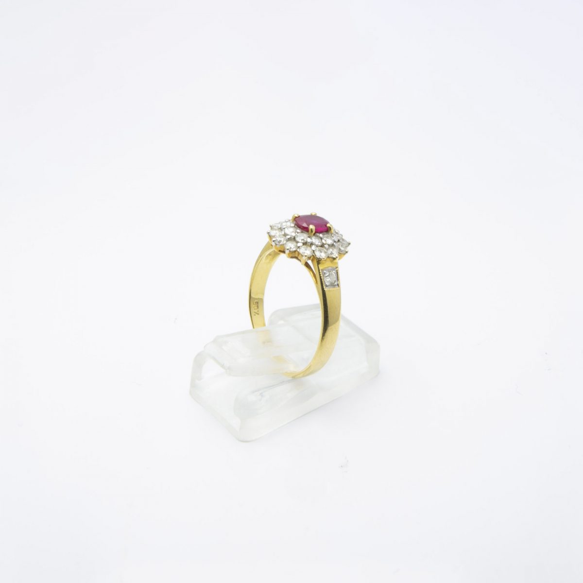 Gold Diamonds Ring with Red Stone - Image 6