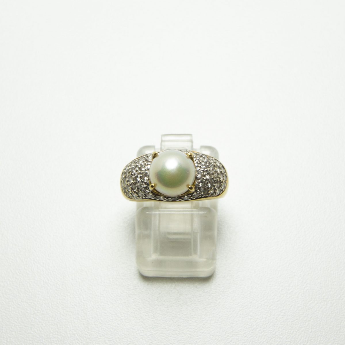Gold Diamonds Ring with Pearl - Image 9